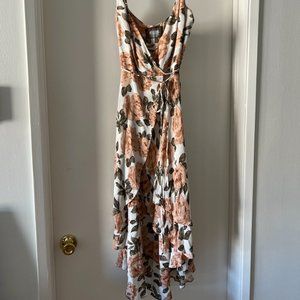 Reformation Floral Pink Poppy Flower Temple Midi Wrap Dress